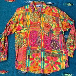 Amazing Mutlicolor Neon Rayon Blouse Size Medium